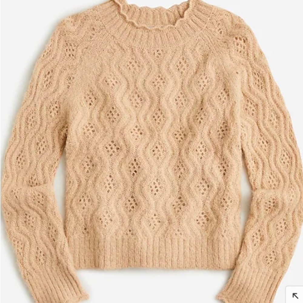NWT Jcrew pointelle scallop-trim sweater
in Sandy Beach Medium but like Large